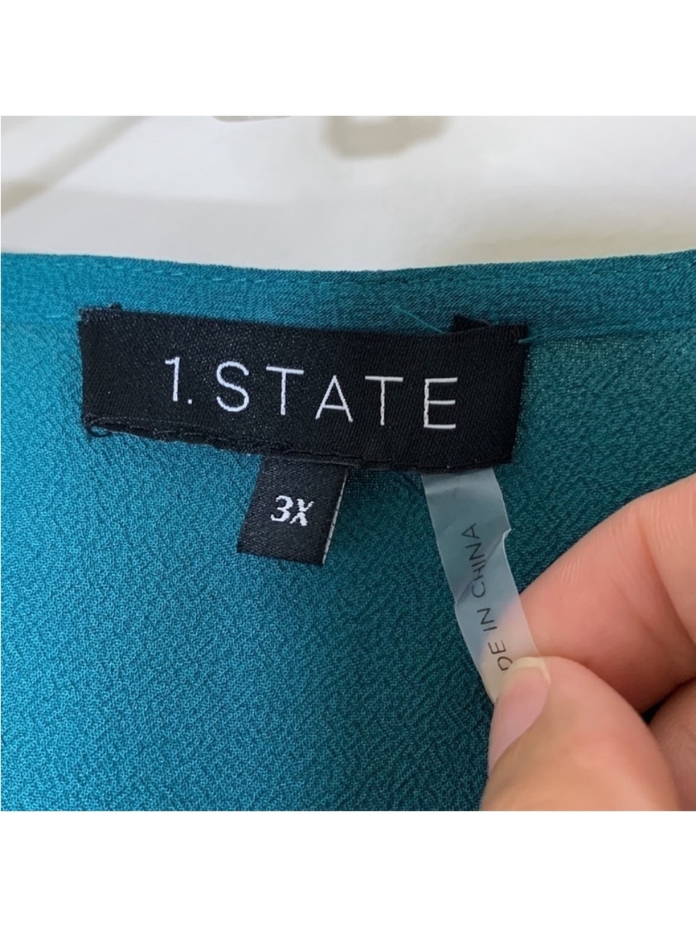 1. State Veridian Blooms Contrast Stitch Tie Waist Blouse. 3X. NWT. - Picture 4 of 8